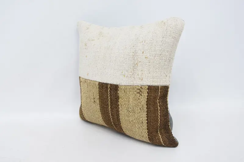 Knitted Cushion, Cushion, Boho Pillow Sham Cover, Kilim Cushion Sham, Customized Cushion Case, 14x14 White Cushion Cover, Vintage Pillow - 4