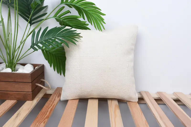 Cushion, Comfy Throw Pillow Case, 14x14 White Pillow Sham, Vintage Kilim Throw Pillow, Boho Pillow, Interior Designer Pillow - 1
