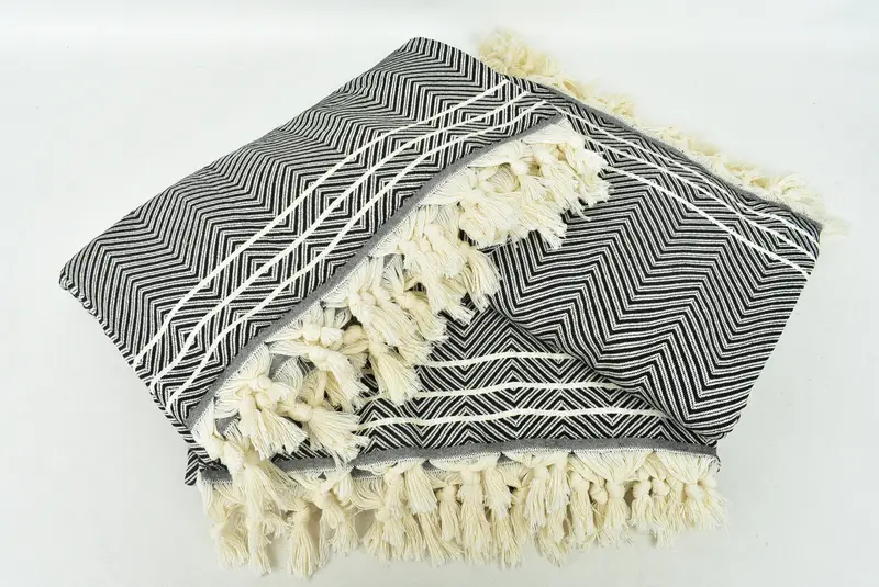 Organic Beach Blanket, 96x70 Cotton Diamond Towel, Bohemian Bedspread, Personalized Gifts, Family Gift Basket, Custom Blanket, Housewarming Gift - 6