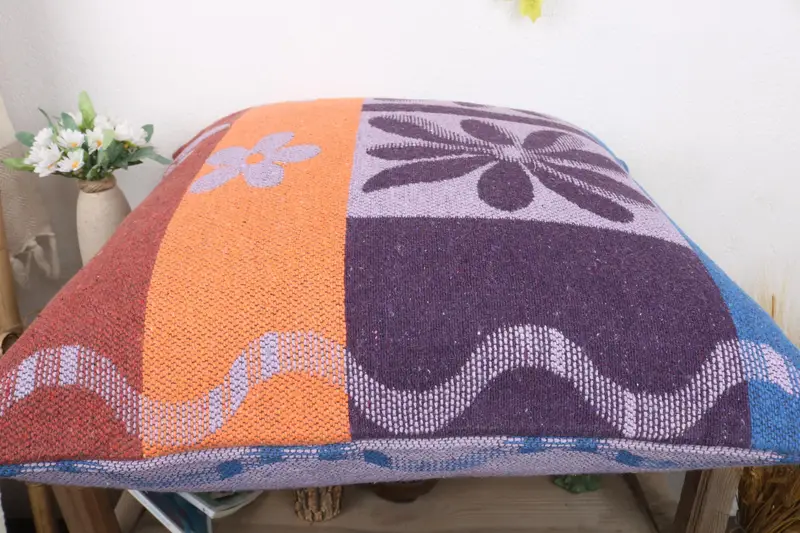 Cushion, Turkish Bench Cushion Cover, 24x24 Blue Pillow Case, Kilim Pillow, Accent Cushion, Turkish Kilim Pillow, Home Decor Pillow - 7