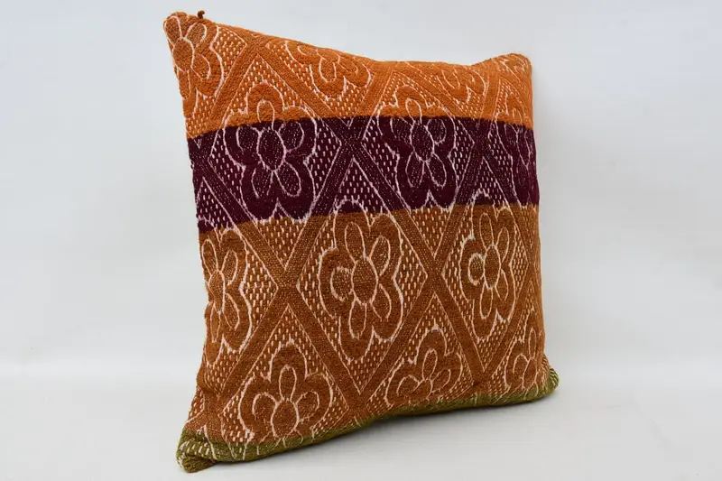 Outdoor Pillow Sham, Boho Pillow Sham Cover, Vintage Kilim Throw Pillow, Kilim Pillow, Cushion Case, 20x20 Orange Cushion Case - 2