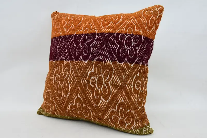 Outdoor Pillow Sham, Boho Pillow Sham Cover, Vintage Kilim Throw Pillow, Kilim Pillow, Cushion Case, 20x20 Orange Cushion Case - 3