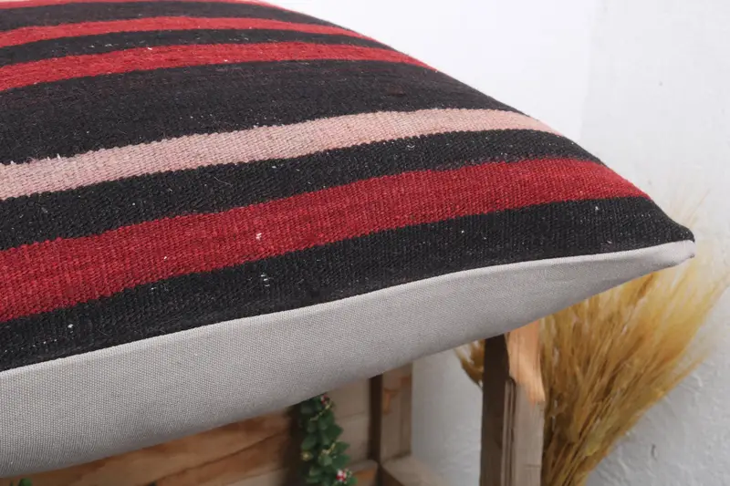 Pillow Sham, Throw Kilim Pillow, Pillow for Couch, Ethnical Kilim Rug Pillow, Outdoor Throw Cushion Cover, 24x24 Red Cushion Case - 6
