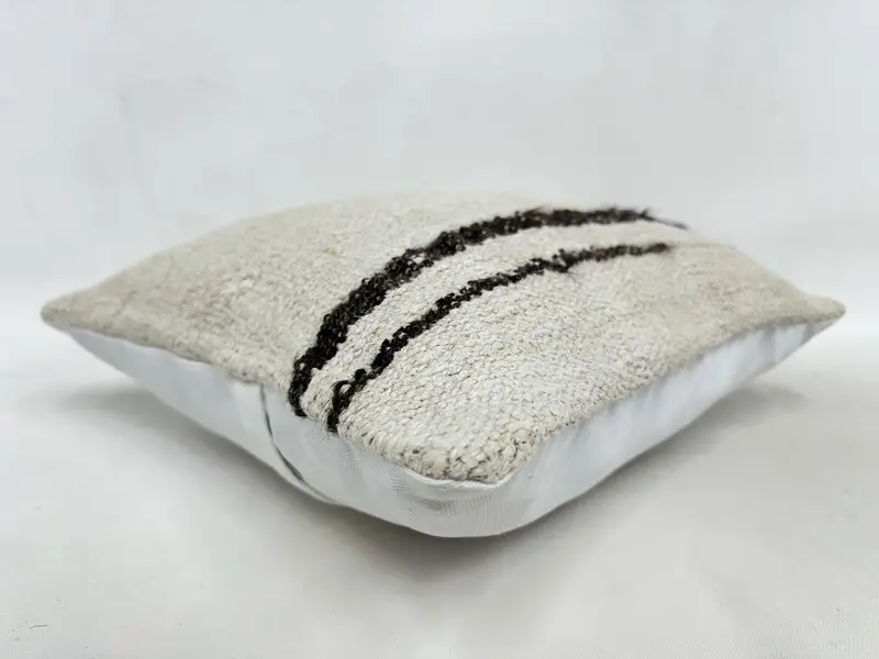 Rustic Cushion Case, Turkish Kilim Pillow, Pillow Sham, Ethnical Kilim Rug Pillow, Home Decor Pillow, 16x16 Beige Pillow Sham - 6
