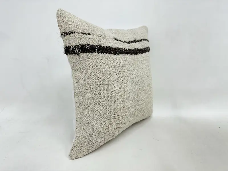 Rustic Cushion Case, Turkish Kilim Pillow, Pillow Sham, Ethnical Kilim Rug Pillow, Home Decor Pillow, 16x16 Beige Pillow Sham - 3