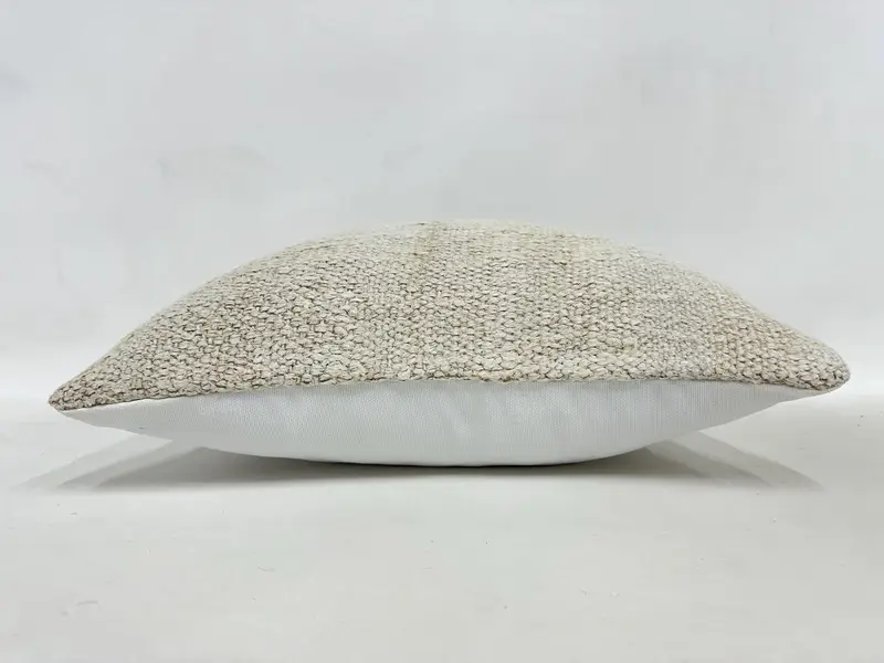 Rustic Cushion Case, Turkish Kilim Pillow, Pillow Sham, Ethnical Kilim Rug Pillow, Home Decor Pillow, 16x16 Beige Pillow Sham - 5