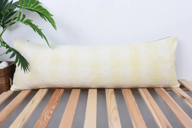 Pillow Sham, 12x36 White Pillow Cover, Interior Designer Pillow, Handwoven Pillow Cover, Bright Pillow Cover, Pillow for Sofa, Gift Pillow - 1
