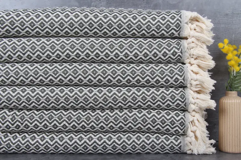 Personalized Organic Diamond Beach Towel Khaki Green, 40x71 Inches