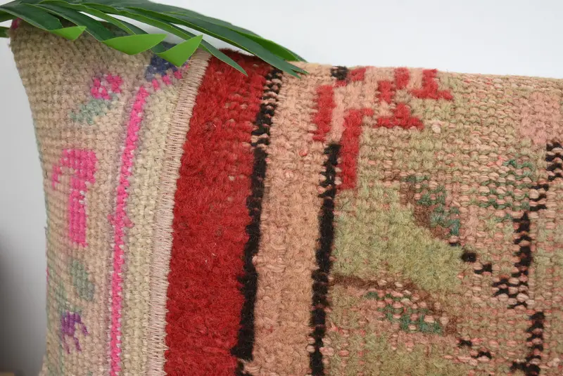 Pillow, Crochet Pattern Pillow Cover, 12x43 Beige Cushion Case, Kilim Rug Pillow Case, Pillow for Couch, Vintage Kilim Throw Pillow, Pillow for Sofa - 3