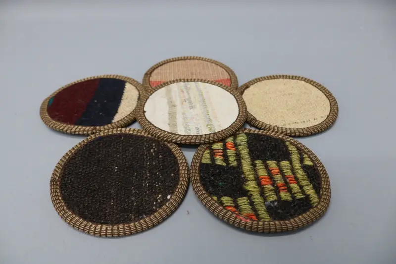 Brown and White Striped Coaster, Unique Boho Coaster