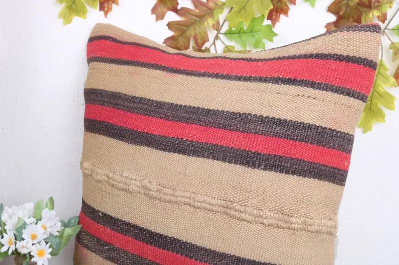 Yoga Pillow Case, 20x20 Beige Pillow Cover, Customized Pillow Sham, Interior Designer Pillow, Pillow, Antique Pillows, Vintage Kilim Pillow - 5