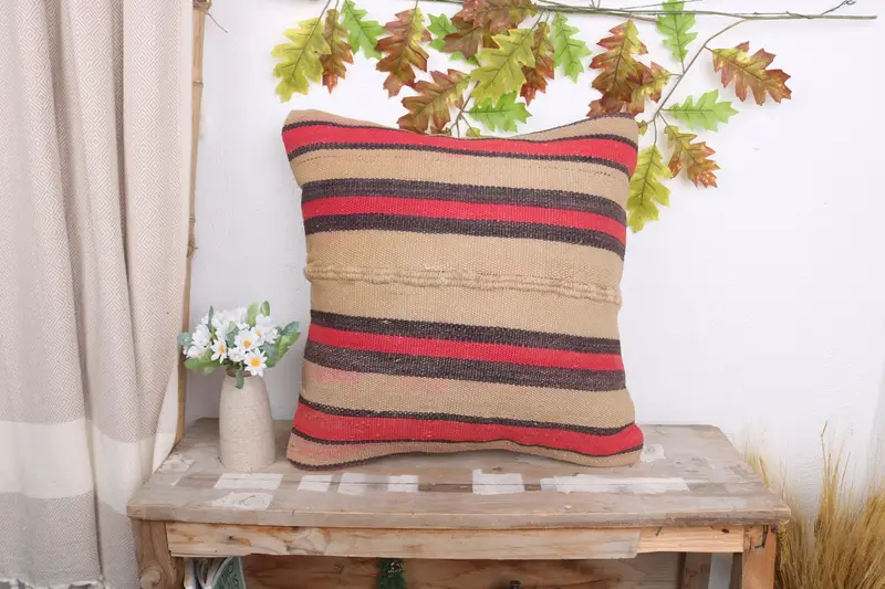 Yoga Pillow Case, 20x20 Beige Pillow Cover, Customized Pillow Sham, Interior Designer Pillow, Pillow, Antique Pillows, Vintage Kilim Pillow - 1