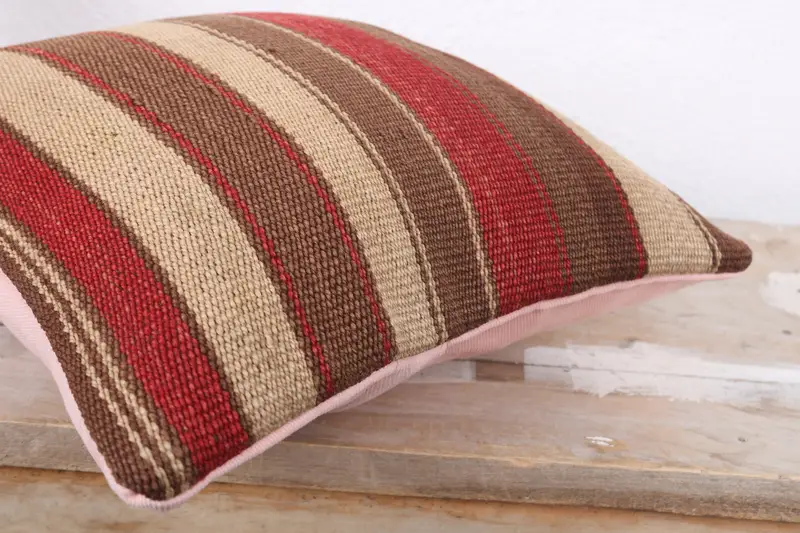 Turkish Kilim Pillow, Art Deco Pillow Sham, Ethnic Throw Pillow Cover, Vintage Kilim Pillow, 12x12 Brown Pillow, Vintage Kilim Throw Pillow, Pillow - 6