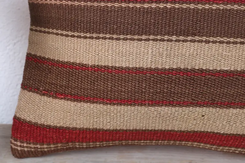 Turkish Kilim Pillow, Art Deco Pillow Sham, Ethnic Throw Pillow Cover, Vintage Kilim Pillow, 12x12 Brown Pillow, Vintage Kilim Throw Pillow, Pillow - 3