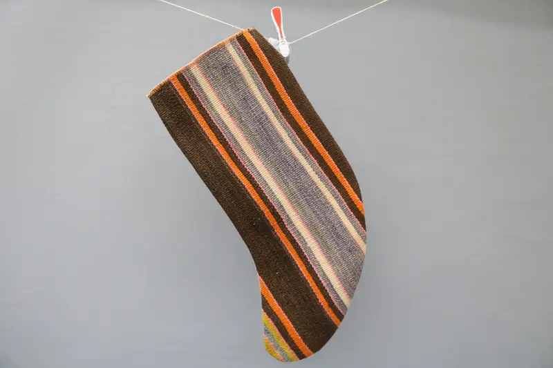 Medias navideñas festivas de color marrón y naranja, decoración navideña