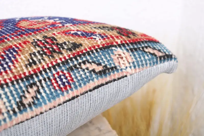 Ethnical Kilim Rug Pillow, Kilim Pillow, Pillow Case, Pillow for Couch, Bench Pillow Sham, 8x16 Blue Pillow Cover, Sofa Cushion Case - 6