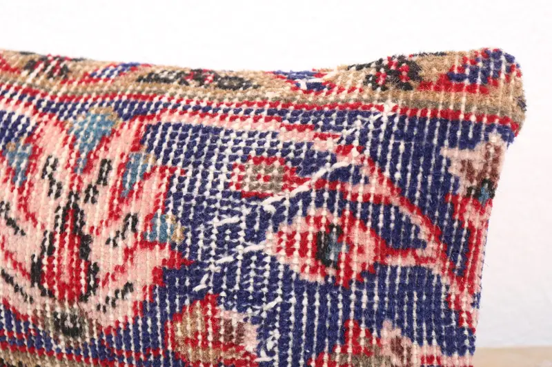 Ethnical Kilim Rug Pillow, Kilim Pillow, Pillow Case, Pillow for Couch, Bench Pillow Sham, 8x16 Blue Pillow Cover, Sofa Cushion Case - 5