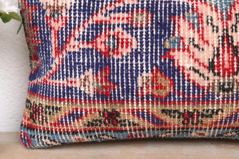 Ethnical Kilim Rug Pillow, Kilim Pillow, Pillow Case, Pillow for Couch, Bench Pillow Sham, 8x16 Blue Pillow Cover, Sofa Cushion Case - 3