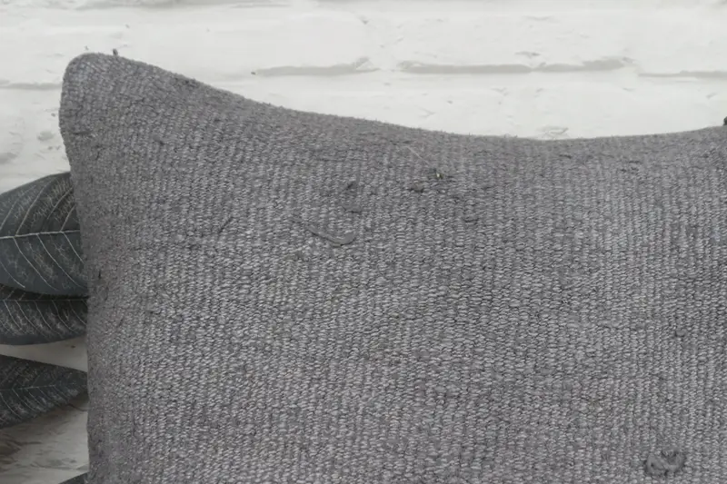 Bright Pillow Sham, Boho Pillow, Turkish Pillow, Handmade Rug Seat Cushion Cover, 22x22 Gray Pillow, Cushion Cover, Boho Pillow Sham Cover - 2