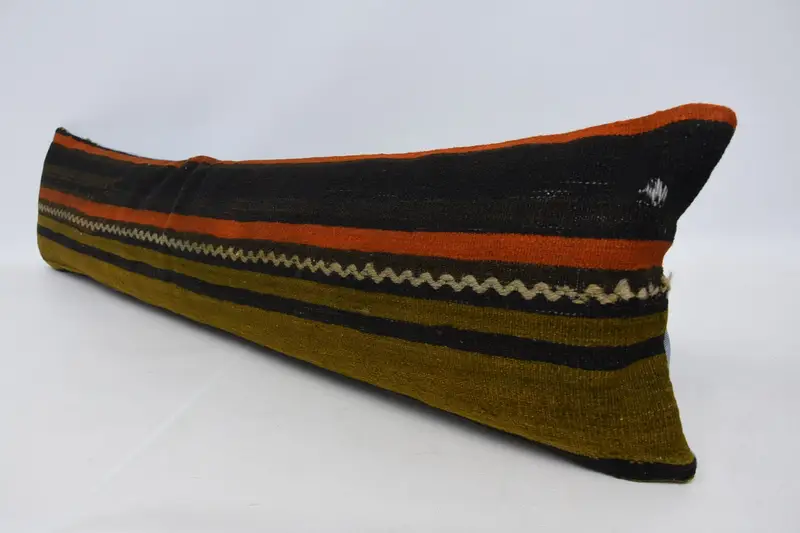 Pillow, Boho Pillow, Vintage Kilim Pillow Pillow, Handmade Kilim Cushion, Ethnical Kilim Rug Pillow, Neutral Pillow Cover, 12x48 Orange Pillow Sham - 4