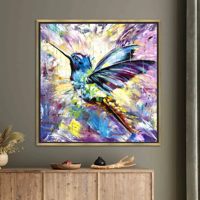 Lebhafte abstrakte Vogel-Leinwand: Moderne Kunst für Ihren Raum