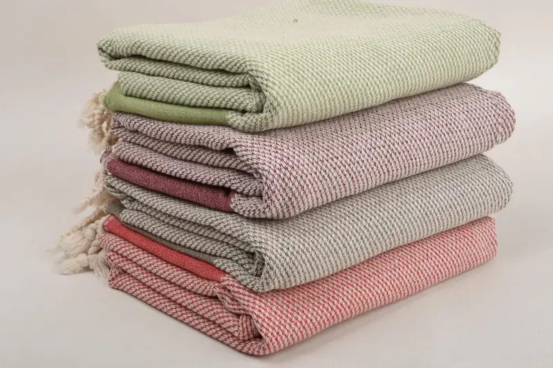 Geometric Towel Monogram Turkish Cotton Organic Beige, 36x71 Inches