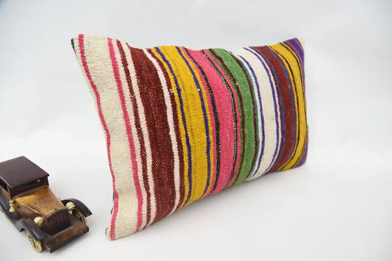 Tribal Cushion Cover, Cushion Case, Pillow for Sofa, Vintage Kilim Throw Pillow, Customized Pillow Sham, 12x20 Yellow Pillow, Vintage Pillow - 2