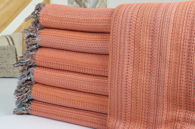 90x88 Cotton Colorful Diamond Towel, Turkish Cotton Blanket, Best Friend Christmas Gift, Decorative Blanket, Bridal Shower Gift, Turkish Blanket - 2