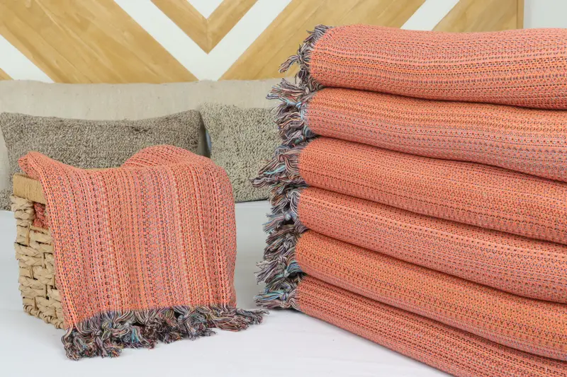 90x88 Cotton Colorful Diamond Towel, Turkish Cotton Blanket, Best Friend Christmas Gift, Decorative Blanket, Bridal Shower Gift, Turkish Blanket - 4