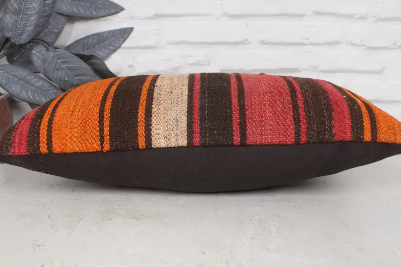 Pillow for Sofa, Sustainable Cushion Case, Handwoven Cushion Case, Kilim Pillow Cover, 12x20 Red Pillow Case, Pillow Sham, Boho Pillow - 5