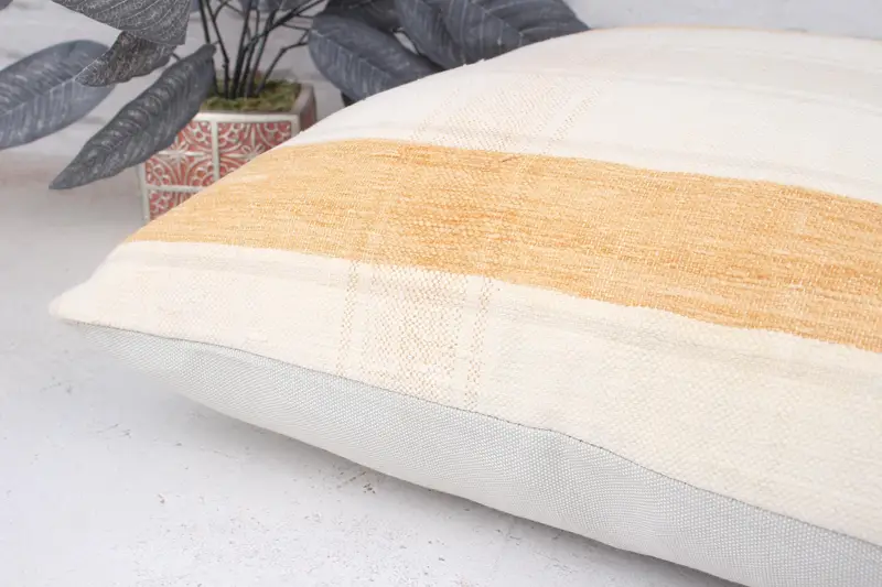 Handmade Rug Seat Cushion Cover, Turkish Pillow, Boho Pillow, 18x18 Beige Pillow Case, Cushion Cover, Gift Pillow, Outdoor Bolster Pillow - 6