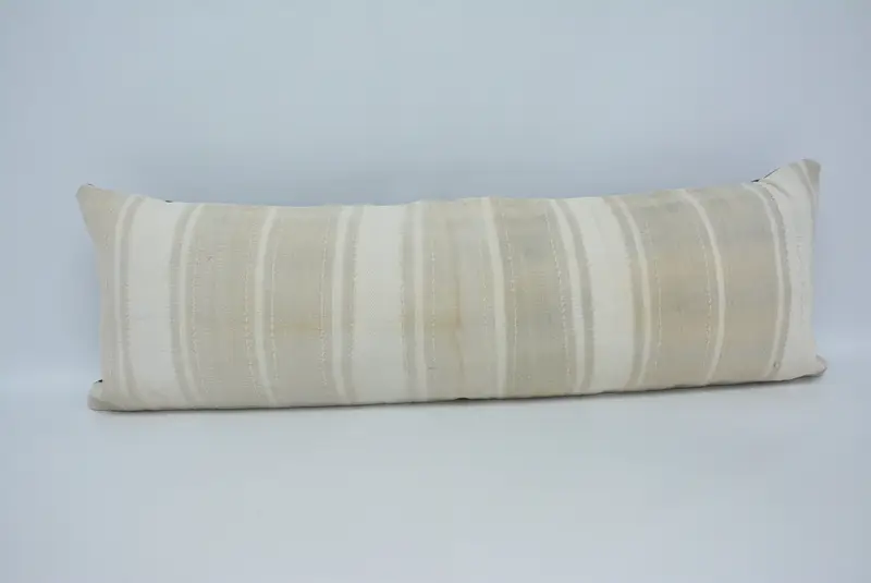 Almohada de tiro a rayas hecha a mano, funda de almohada bordada vintage