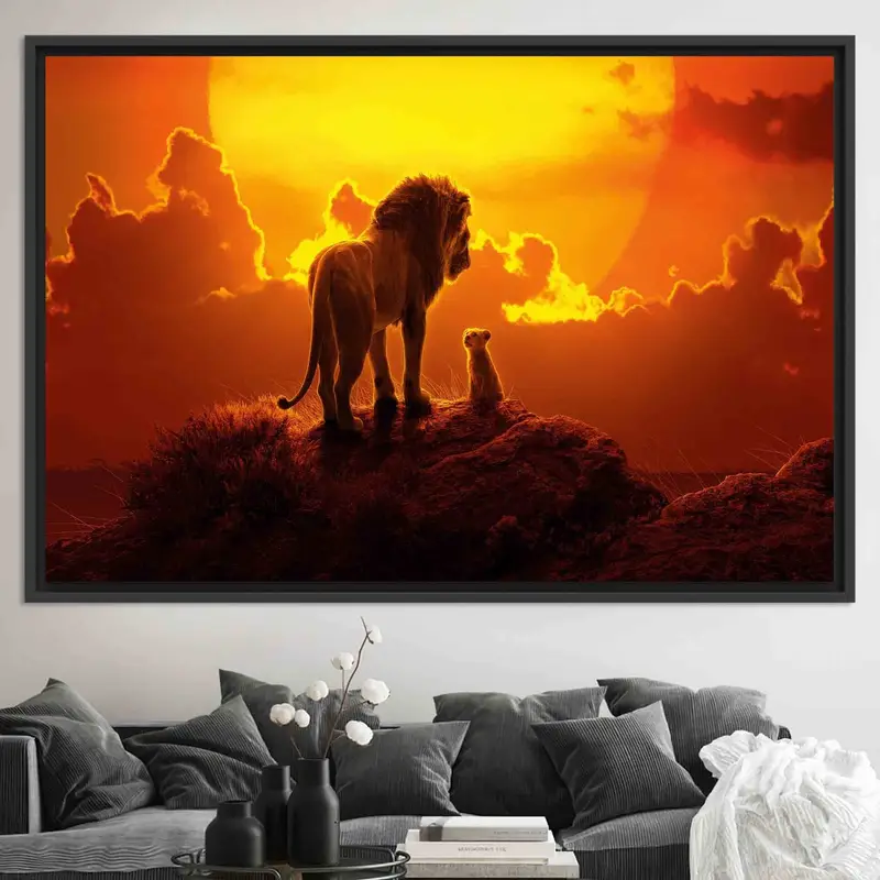 エレガントなライオン キャンバス プリント: オレンジのモダンな農家の装飾