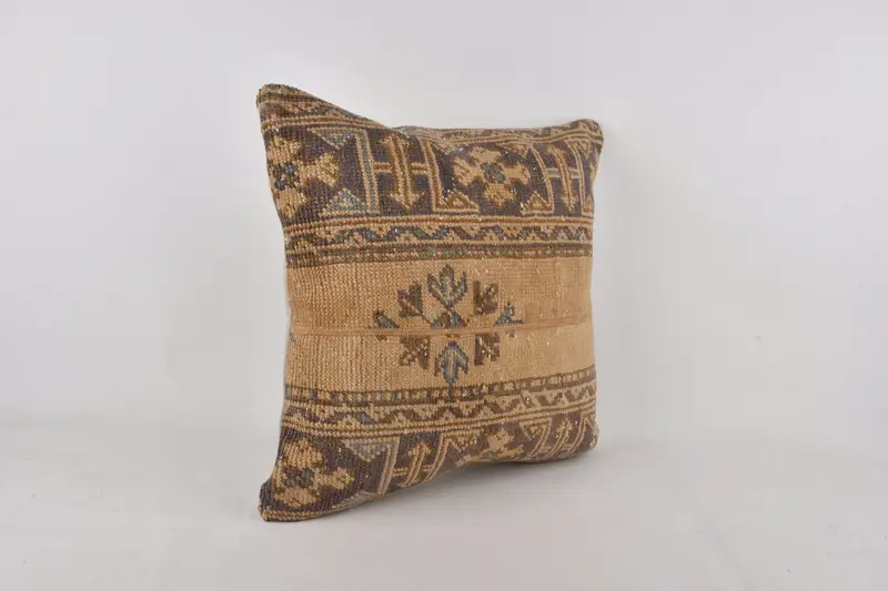 Pillow Case, Sustainable Pillow, Vintage Kilim Throw Pillow, Throw Kilim Pillow, Home Decor Pillow, 24x24 Brown Pillow Cover - 2