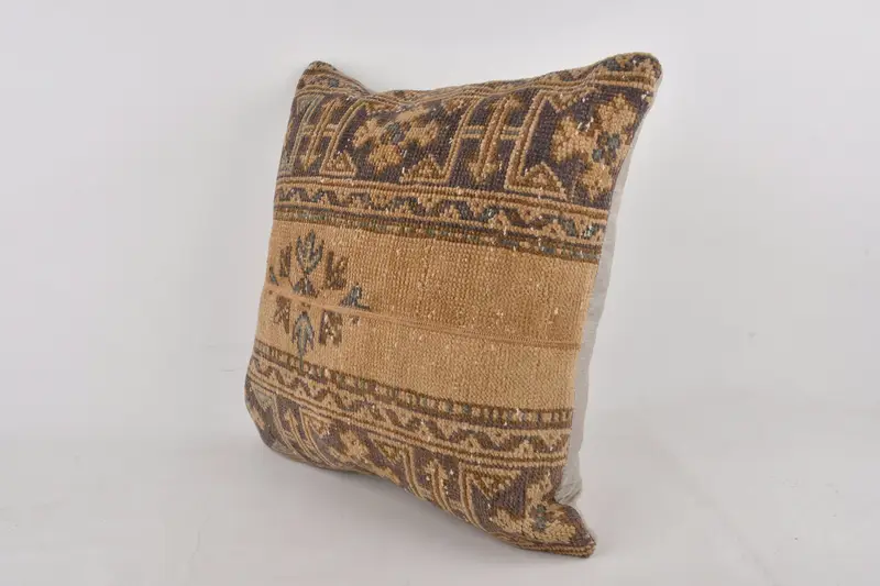 Pillow Case, Sustainable Pillow, Vintage Kilim Throw Pillow, Throw Kilim Pillow, Home Decor Pillow, 24x24 Brown Pillow Cover - 3