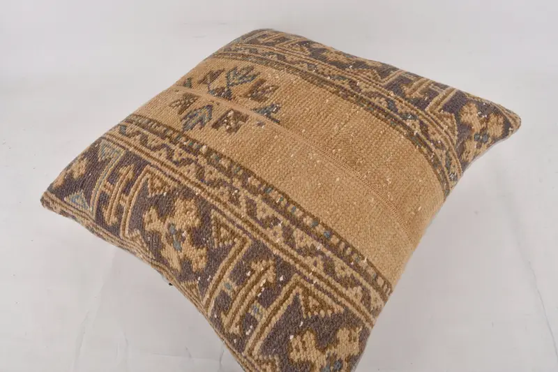 Pillow Case, Sustainable Pillow, Vintage Kilim Throw Pillow, Throw Kilim Pillow, Home Decor Pillow, 24x24 Brown Pillow Cover - 6