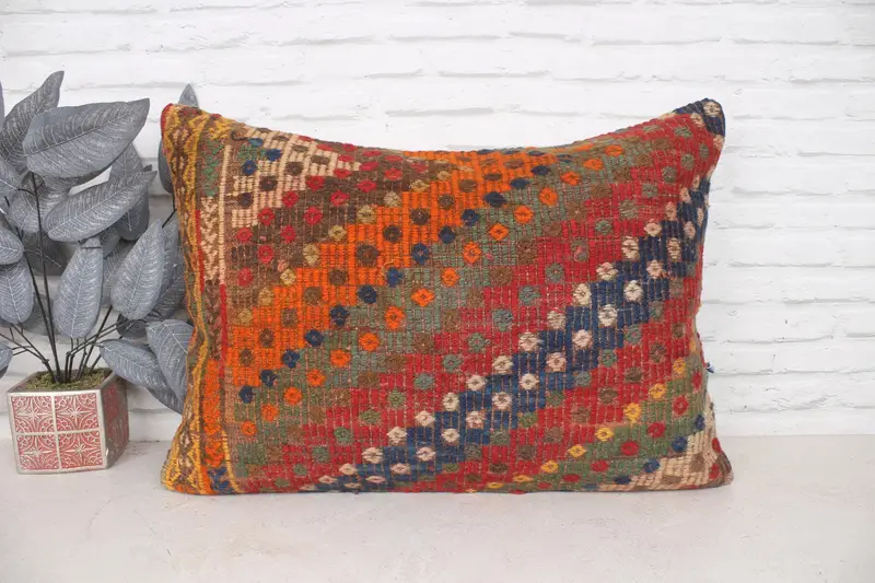 Vintage Kilim Pillow, 20x28 Red Cushion Cover, Pillow Cover, Gift Pillow, Lounge Throw Pillow Sham, Kilim Pillow, Decorative Bolster Cushion Case - 1