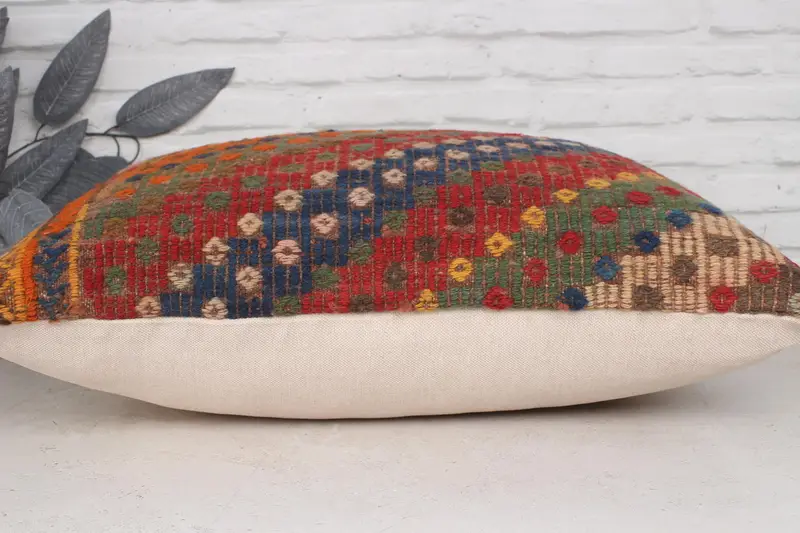 Vintage Kilim Pillow, 20x28 Red Cushion Cover, Pillow Cover, Gift Pillow, Lounge Throw Pillow Sham, Kilim Pillow, Decorative Bolster Cushion Case - 5