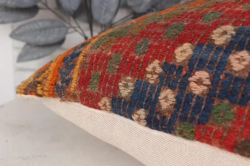 Vintage Kilim Pillow, 20x28 Red Cushion Cover, Pillow Cover, Gift Pillow, Lounge Throw Pillow Sham, Kilim Pillow, Decorative Bolster Cushion Case - 7