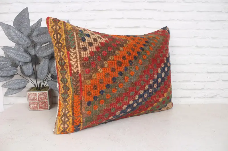 Vintage Kilim Pillow, 20x28 Red Cushion Cover, Pillow Cover, Gift Pillow, Lounge Throw Pillow Sham, Kilim Pillow, Decorative Bolster Cushion Case - 3