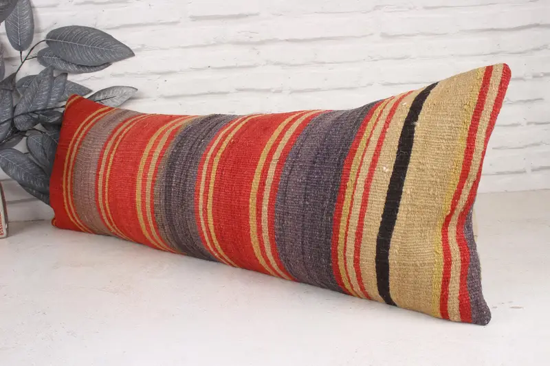 12x36 Red Pillow, Pillow, Shabby Chic Cushion, Interior Designer Pillow, Kilim Pillow, Turkish Pillow, Living Room Throw Cushion Case - 4