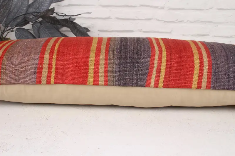 12x36 Red Pillow, Pillow, Shabby Chic Cushion, Interior Designer Pillow, Kilim Pillow, Turkish Pillow, Living Room Throw Cushion Case - 5