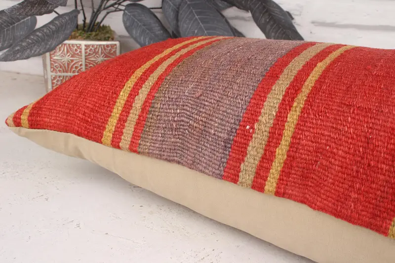 12x36 Red Pillow, Pillow, Shabby Chic Cushion, Interior Designer Pillow, Kilim Pillow, Turkish Pillow, Living Room Throw Cushion Case - 7
