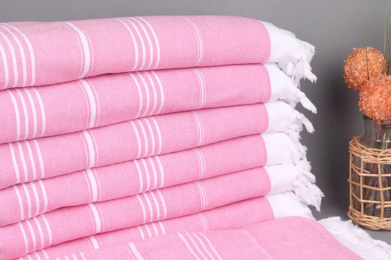 Monogram Beach Towel Embroidered Fuchsia Striped Terry, 36x71 Inches