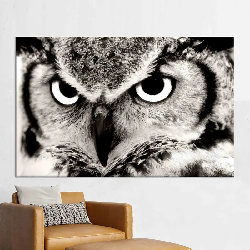 Elegant Owl Lover Black and White Canvas for Loft Decor