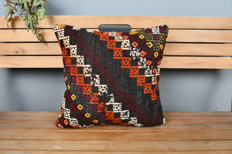 Pillow, Kilim Pillow, Aztec Cushion Cover, Shabby Chic Cushion Case, Boho Pillow, 18x18 Brown Pillow Case, Home Decor Pillow - 6