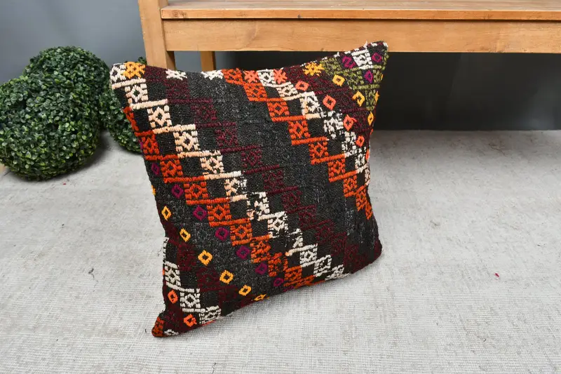 Pillow, Kilim Pillow, Aztec Cushion Cover, Shabby Chic Cushion Case, Boho Pillow, 18x18 Brown Pillow Case, Home Decor Pillow - 7