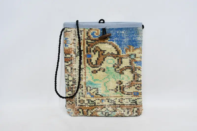 Bolso Kilim con correa ajustable, bolso bandolera de lana con motivo vintage