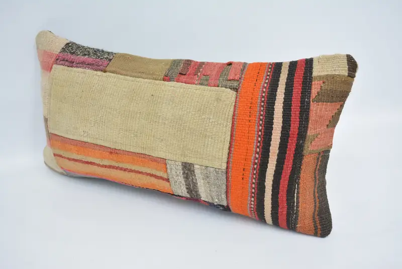 12x24 Beige Pillow, Kilim Pillow, Pillow for Couch, Cushion Case, Knitted Pillow Cover, Vintage Kilim Throw Pillow, Ethnic Throw Pillow Case - 4