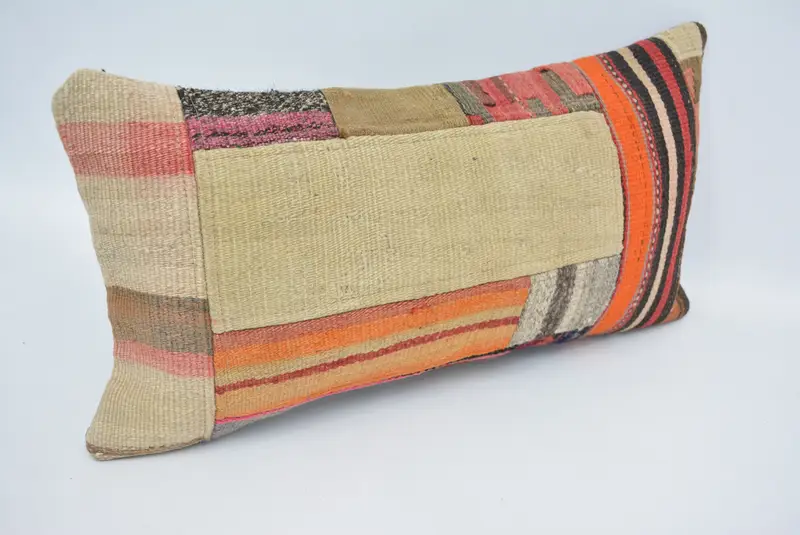 12x24 Beige Pillow, Kilim Pillow, Pillow for Couch, Cushion Case, Knitted Pillow Cover, Vintage Kilim Throw Pillow, Ethnic Throw Pillow Case - 3